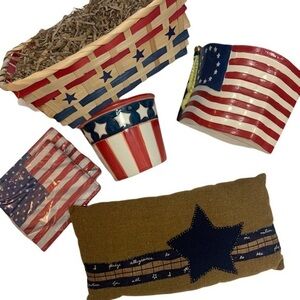 American 4th Of July Flag Patriot Home Decor Flower Pots Basket Party